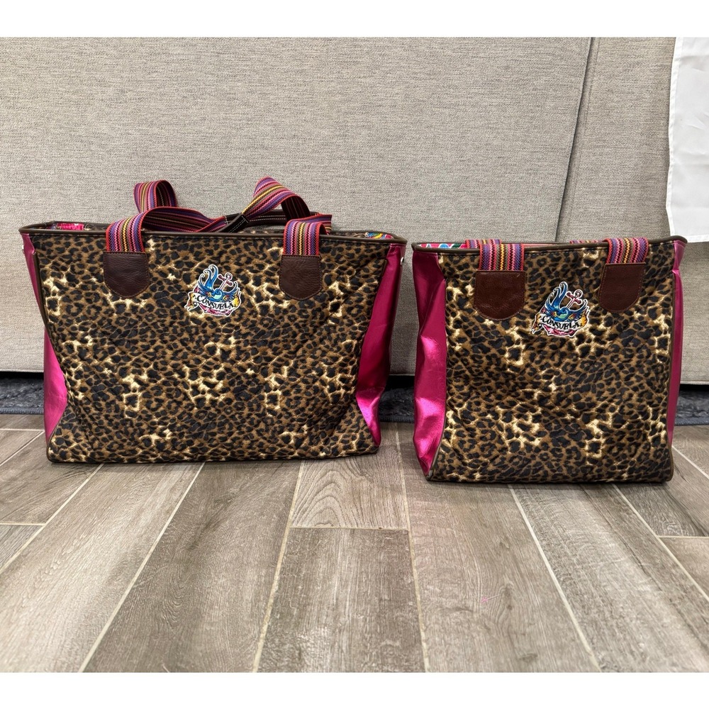 Consuela Leopard Weekender & Classic Tote Matching Set Retired Travel Bags